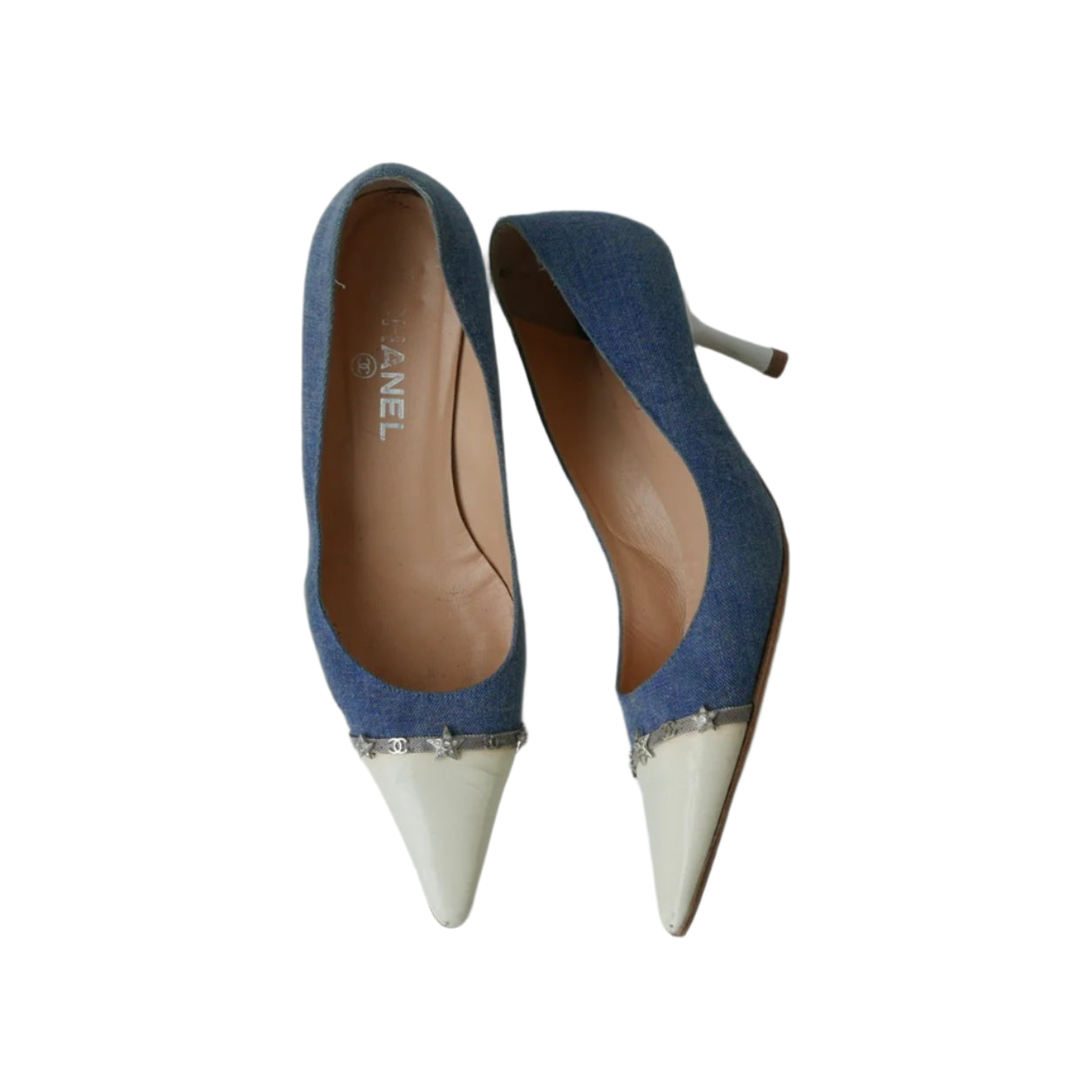 chanel denim pointed heels, 39